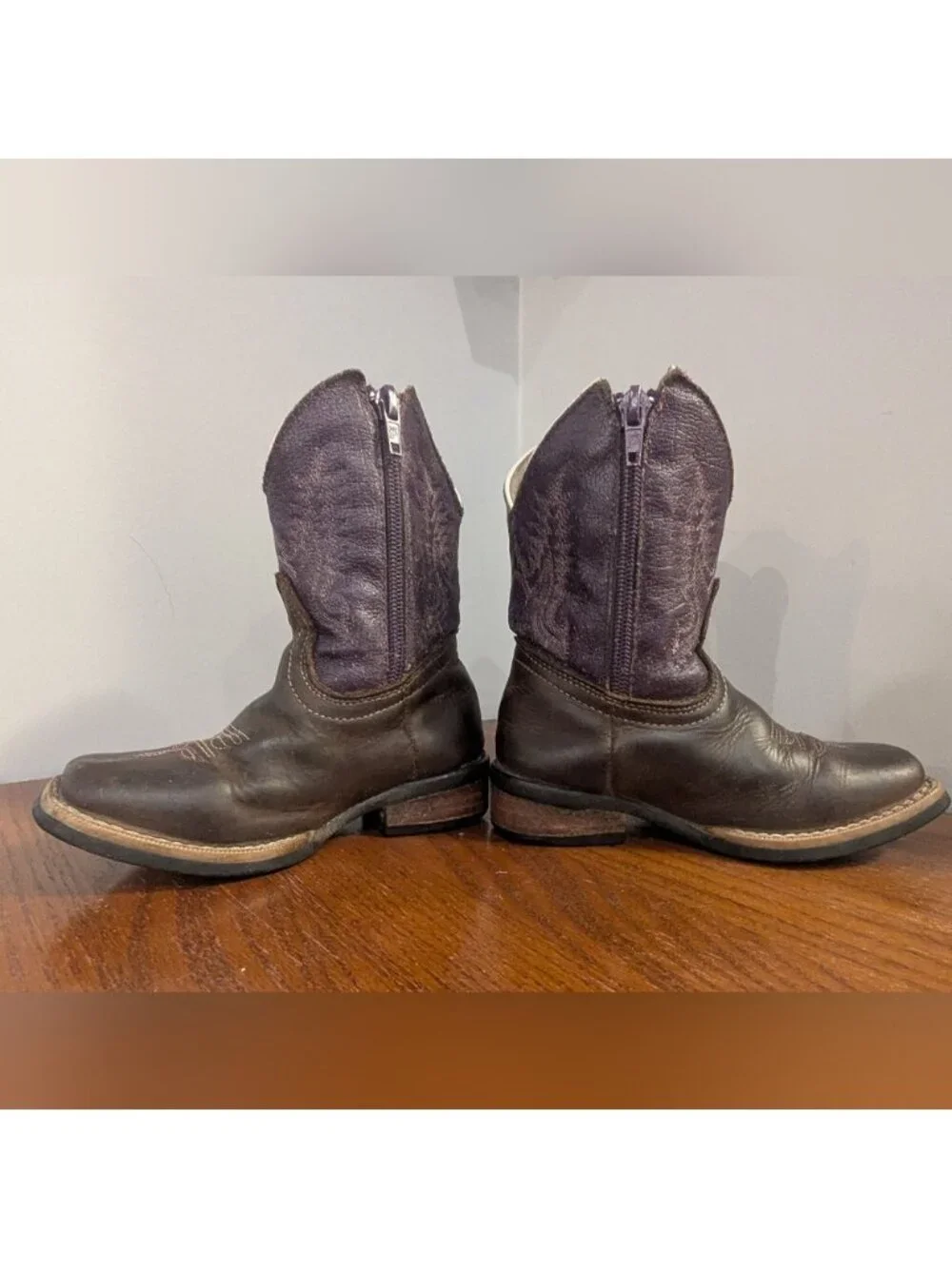 Cowgirl Boots Caballo Dorado Western boots Kids Sz 10 purple & brown leather